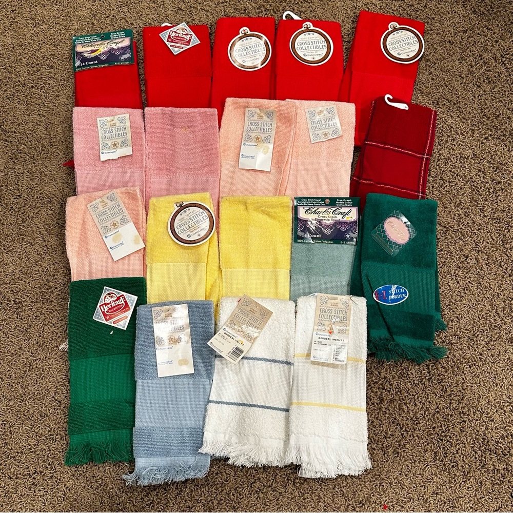 Lot of 19 count new blank cross stitch finger towels